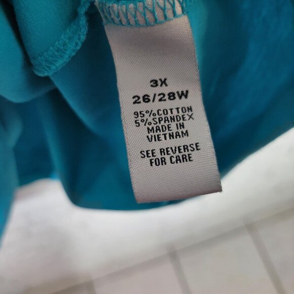 Catherines Women Top 3X Plus Tunic Lace Up Short Sleeve Blue BLU228E - Picture 7 of 8